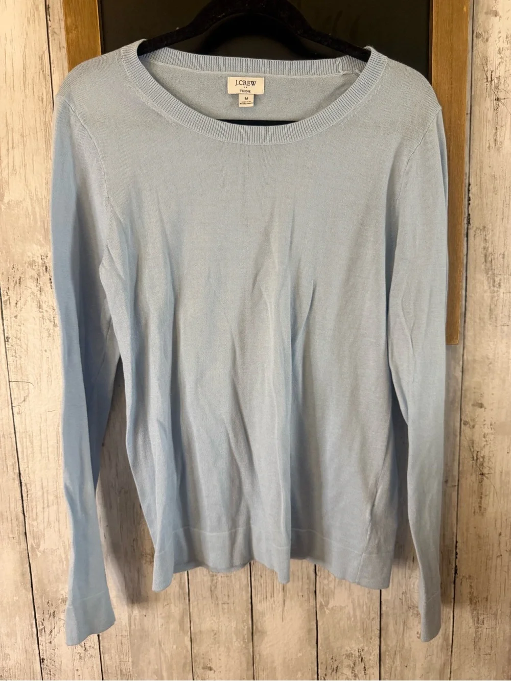 J.CREW Teddie Blue Knit Pullover Sweater Crew Neck Long Sleeve Women's M